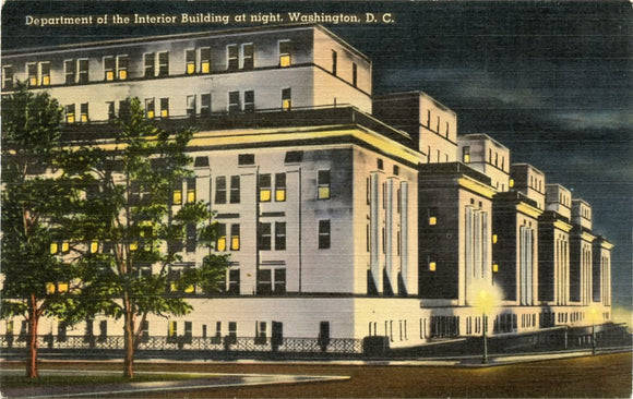 Department of the Interior Building at night, Washington, DC-Carey's Emporium