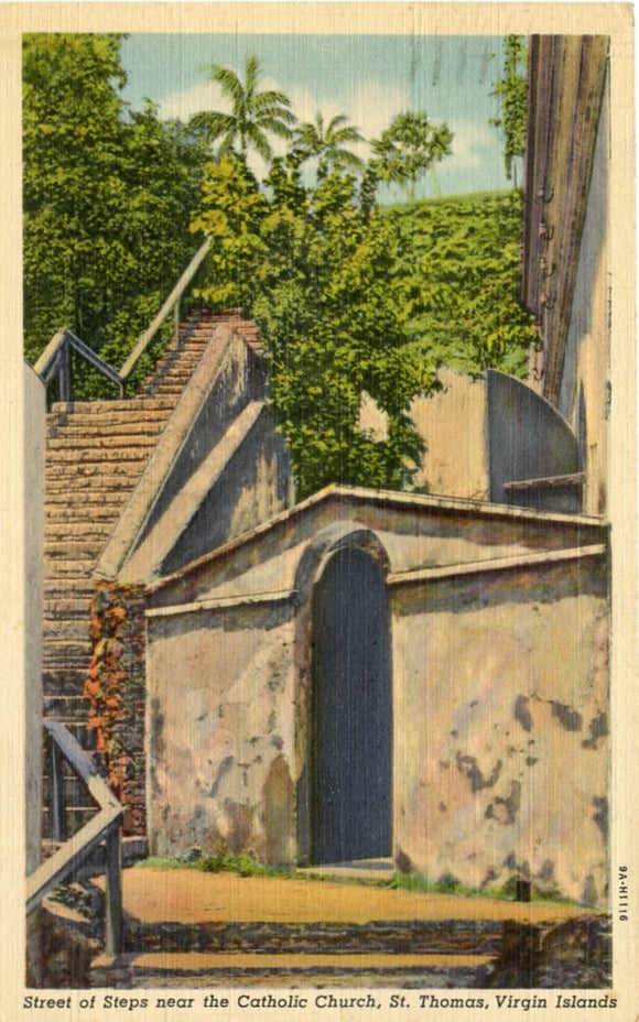 Street of Steps near the Catholic Church, St. Thomas, Virgin Islands-Carey's Emporium