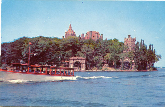 View of a Thousand Island Cruise Boat Passing Boldt Castle on Heart Island, 1000 Islands, Ontario, Canada-Carey's Emporium