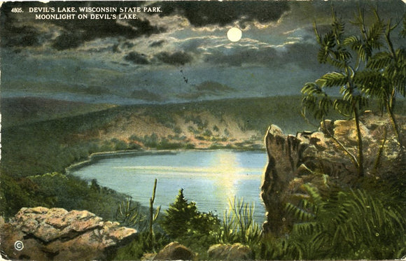 Moonlight on Devil's Lake, Devil's Lake, Wisconsin State Park-Carey's Emporium