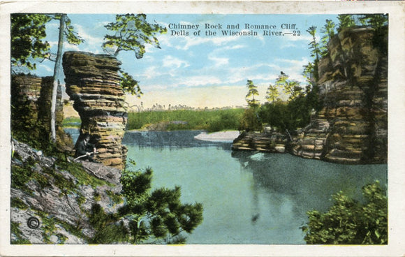 Chimney Rock and Romance Cliff, Dells of the Wisconsin River, WI-Carey's Emporium