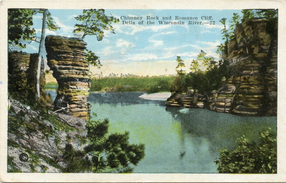Chimney Rock and Romance Cliff, Dells of the Wisconsin River, WI-Carey's Emporium