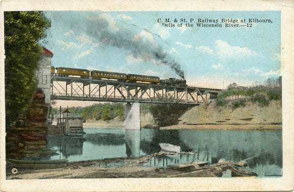 C. M. and St. P. Railway Bridge at Kilbourn, Dells of the Wisconsin River, WI-Carey's Emporium