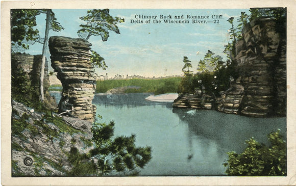 Chimney Rock and Romance Cliff, Dells of the Wisconsin River, WI-Carey's Emporium