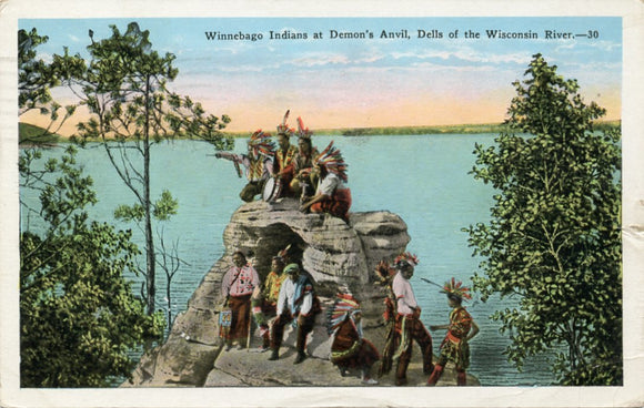 Winnebago Indians at Demon's Anvil, Dells of the Wisconsin River, WI-Carey's Emporium
