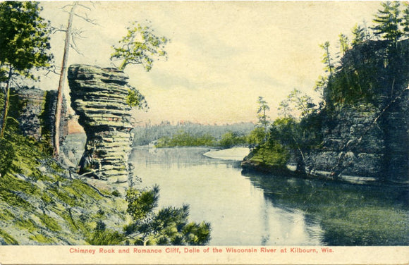 Chimney Rock and Romance Cliff, Dells of the Wisconsin River, at Kilbourn, WI-Carey's Emporium