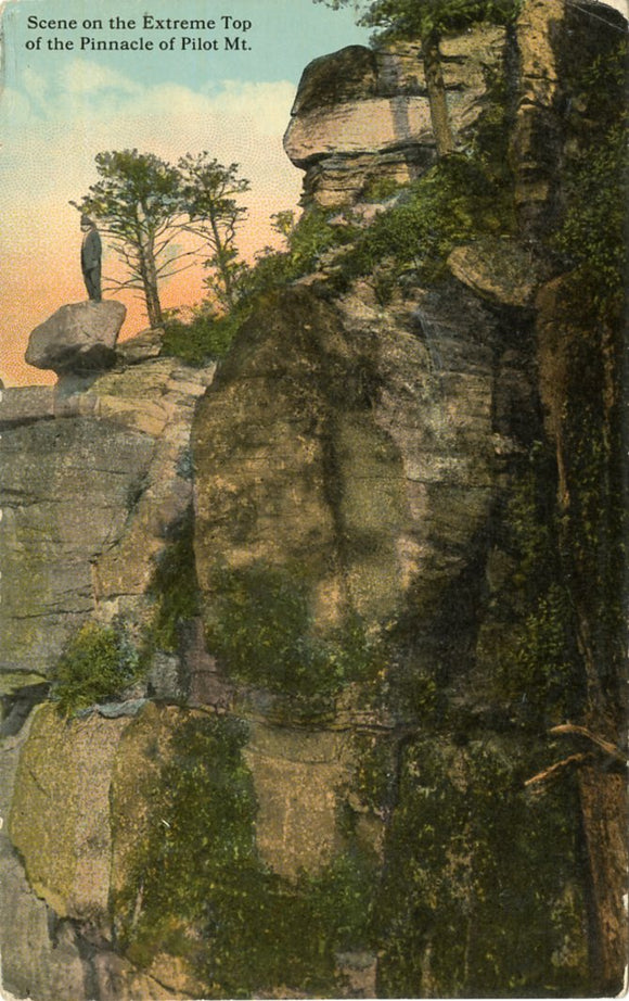 Scene on the Extreme Top of the Pinnacle of Pilot Mt.-Carey's Emporium