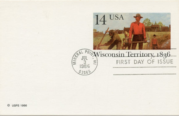 Wisconsin Territory, 1836, First Day of Issue, Mineral Point, WI-Carey's Emporium