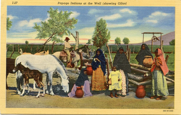 Papago Indians at the Well (showing Ollas), Tucson, AZ-Carey's Emporium