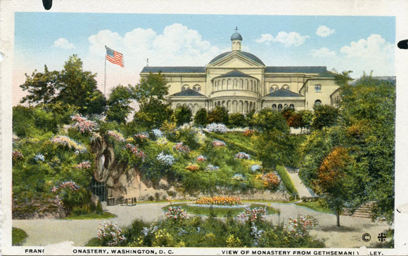 View of Monastery from Gethsemani Valley, Franciscan Monastery, Washington, DC-Carey's Emporium