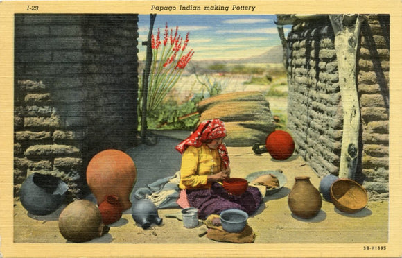 Papago Indian making Pottery, Tucson, AZ-Carey's Emporium