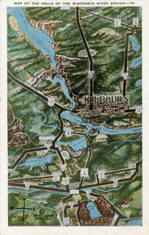 Map of the Dells of the Wisconsin River Region, WI-Carey's Emporium