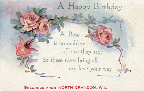 A Happy Birthday, Greetings from North Crandon, WI-Carey's Emporium