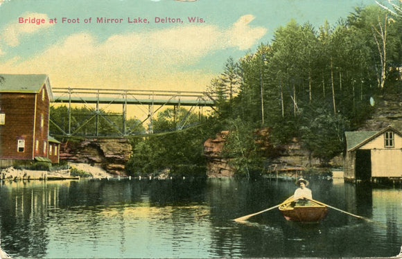 Bridge at Foot of Mirror Lake, Delton, WI-Carey's Emporium