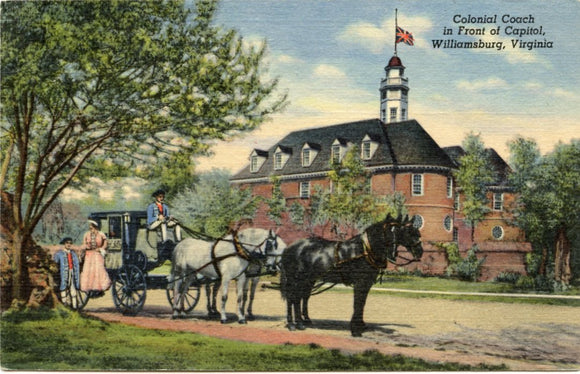 Colonial Coach in Front of Capitol, Williamsburg, VA-Carey's Emporium