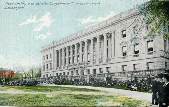 Crowd Watching U. W. Battalion Competitive Drill on Lower Campus, Madison, WI-Carey's Emporium