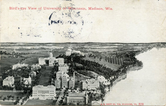 Bird's-Eye View of University of Wisconsin, Madison, WI-Carey's Emporium