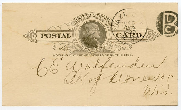 U. S. Postal Card, One Cent, 1890, The Jewell Nursery Co., Lake City, MN-Carey's Emporium