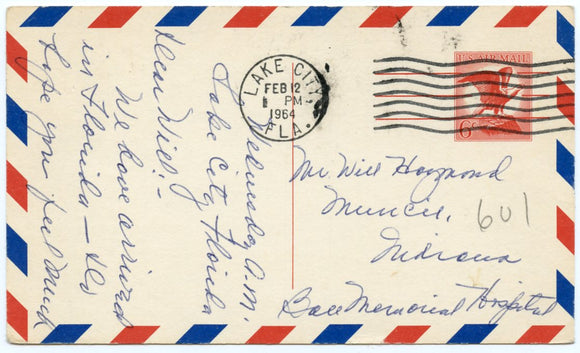 U. S. Postal Card, Six Cents Airmail-Carey's Emporium