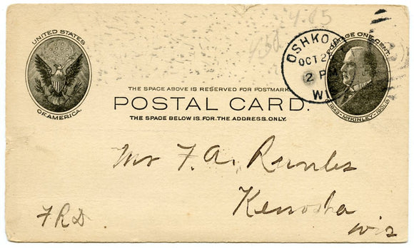 U. S. Postal Card, One Cent, 1906-Carey's Emporium