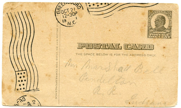 U. S. Postal Card, One Cent, 1910-Carey's Emporium