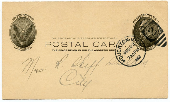 U. S. Postal Card, One Cent, 1907, Houghton, MI-Carey's Emporium