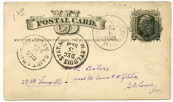 U. S. Postal Card, One Cent, 1881-Carey's Emporium