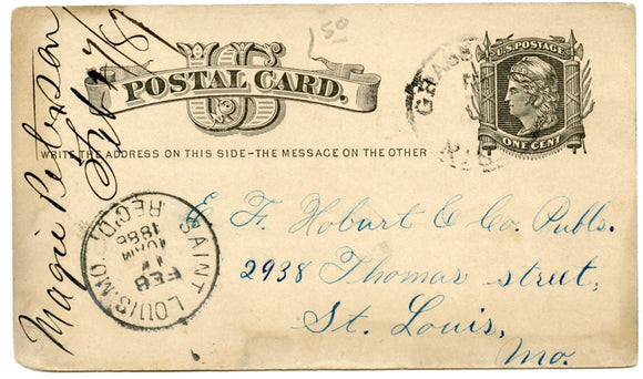 U. S. Postal Card, One Cent, 1886-Carey's Emporium