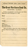 U. S. Postal Reply Card, One Cent, Great Northern Seed Co., Rockford, IL-Carey's Emporium