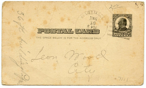U. S. Postal Card, One Cent, 1908, M. F. H. S. Alumni Association, Marshall, WI-Carey's Emporium
