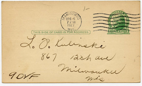 QSL Card, Manitowoc, WI-Carey's Emporium