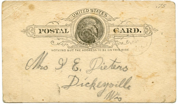 U. S. Postal Card, One Cent, 1891-Carey's Emporium