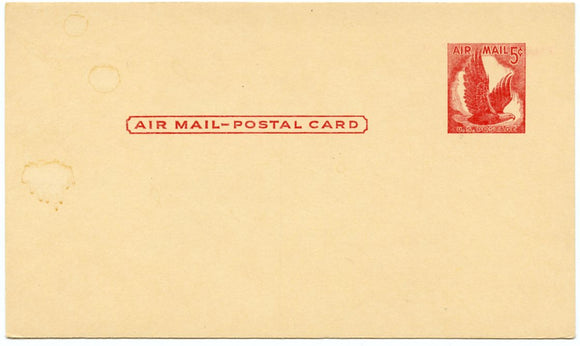 U. S. Air Mail Postal Card, Five Cents-Carey's Emporium