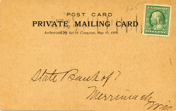U. S. Postal Card, One Cent, First National Bank, Baraboo, WI-Carey's Emporium