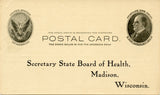 U. S. Postal Card, One Cent, Secretary State Board of Health, Madison, WI-Carey's Emporium