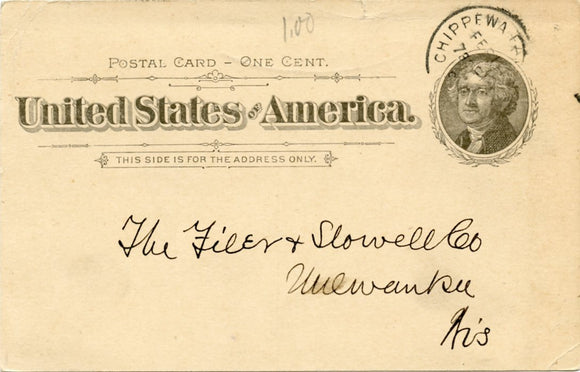 U. S. Postal Card, One Cent, 1897-Carey's Emporium