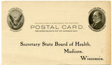 U. S. Postal Card, One Cent, Secretary State Board of Health, Madison, WI-Carey's Emporium