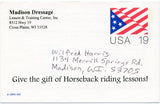 U. S. Postal Card, Nineteen Cents, Madison Dressage, Cross Plains, WI-Carey's Emporium