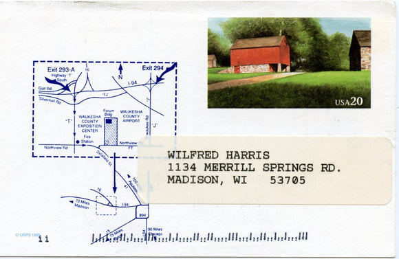 U. S. Postal Card, Twenty Cents, Antique Show, Waukesha, WI-Carey's Emporium