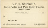 U. S. Postal Card, One Cent, F. C. Johnson, Kishwaukee, IL-Carey's Emporium