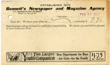 U. S. Postal Card, One Cent, 1911, Bennett's Newspaper and Magazine Agency, Chicago, IL-Carey's Emporium