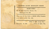U. S. Postal Card, One Cent, 1926, Crawford County Benevolent Society, Prairie du Chien, WI-Carey's Emporium