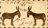 U. S. Postal Card, One Cent, 1906, Hand painted donkey's on the back-Carey's Emporium