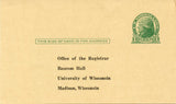 U. S. Postal Card, One Cent, 934, University of Wisconsin, Office of the Registrar. Madison, WI-Carey's Emporium