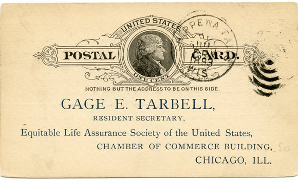 U. S. Postal Card, One Cent, 1893, Gage E. Tarbell, Chicago, IL-Carey's Emporium