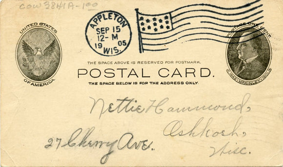 U. S. Postal Card, One Cent, 1905-Carey's Emporium
