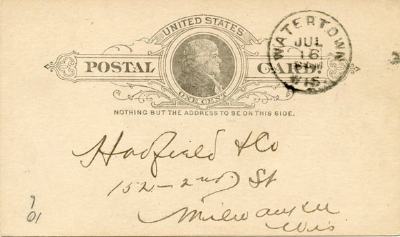 U. S. Postal Card, One Cent, 1888-Carey's Emporium