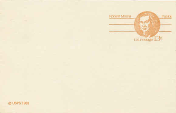 U. S. Postal Card, Thirteen Cents, 1981-Carey's Emporium