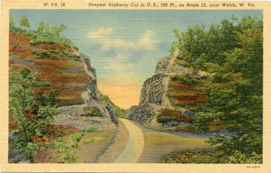 Deepest Highway Cut in U. S., 180 Ft., on Route 52, near Welch, WV-Carey's Emporium