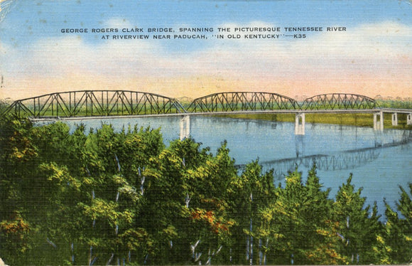 George Rogers Clark Bridge, Spanning the Picturesque Tennessee River at Riverview, near Paducah, KY-Carey's Emporium